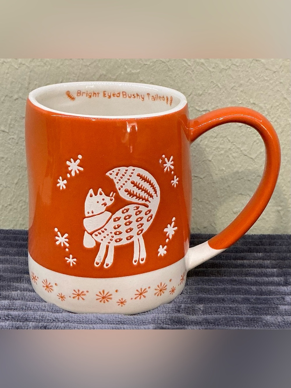 Two’s Company Fox Mug Bright Eyed Bushy Tailed Cottagecore Folk Art Whimsical